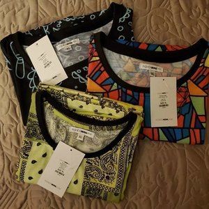*LOT OF 3* FASHION NOVA MEN Poly Print Short Sleeve Tees, Size XL, NwT